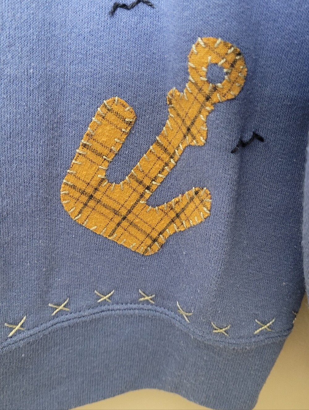 Hand-sewn Nautical Lighthouse Beachy Sweatshirt American Flag Size M - Picture 9 of 11